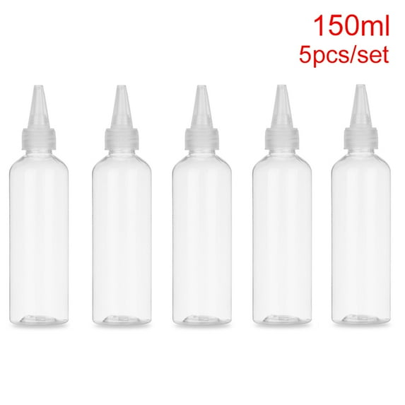 Portable Plastic Sharp-mouth Container with Twist Top Cap Clear Squeeze Bottles Refillable Bottles Liquid Dispenser Empty Dropper Bottles 150ML