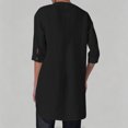 thumbnail image 5 of Lenpel Half Sleeve Womens Tops Cotton Linen V Neck Tunic Blouses with Pockets Fashion Side Split High Low Hem Shirts, 5 of 7