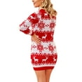 thumbnail image 5 of Liacowi Women Christmas Knitted Dress Elk Snowflake Print Long Sleeve Mini Dresses for Party Streetwear, 5 of 9