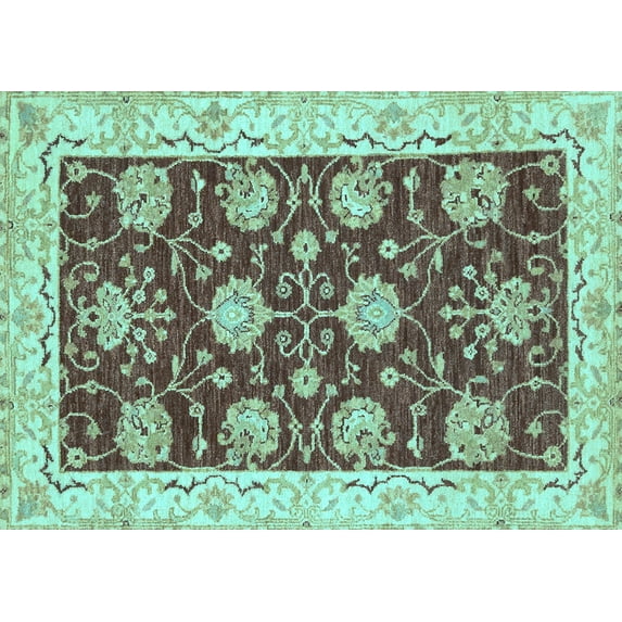 Ahgly Company Indoor Rectangle Abstract Light Blue Modern Area Rugs, 7' x 9'