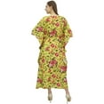 thumbnail image 4 of Bimba Women's Floral Printed Yellow Full Kimono Sleeve With Drawstring Kaftan-4, 4 of 5
