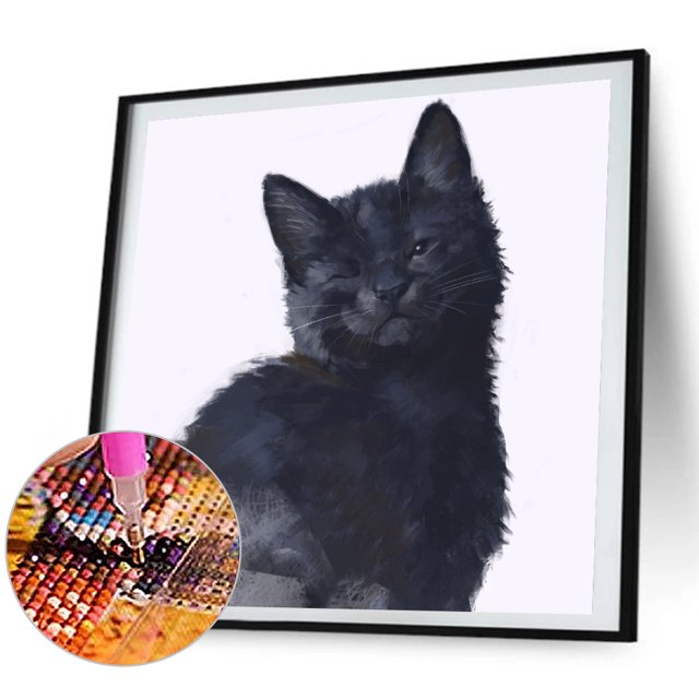 Cuadros Decorativos 5D DIY Diamond Painting Kits Full Square Drill Black Cat Mosaic Picture Decor Wdftyju embutido en tela