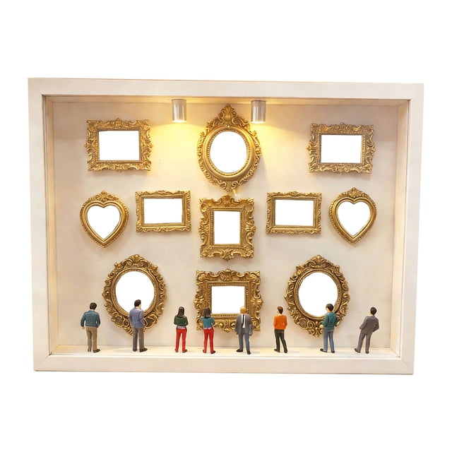 Mini Golden Frame Silhouette Box Improved Shadow Box Frame Kit With Museum And Golden Miniature Figu