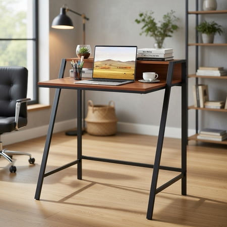 Topcobe 2 Tier Computer Desk PC Laptop Table Study Writing Home Office Workstation New, Makeup Vanity Table, Home Office Furniture, Walnut