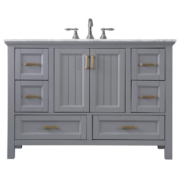 Isla 48" Marble Countertop Single Vanity w/o Mirror Gray