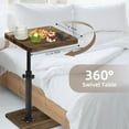 thumbnail image 6 of Buric C Shaped Side Table End Table, 360° Swivel and Adjustable Height Side Table Sofa Table for Couch with Wheel, sutible Small space(Brown), 6 of 8