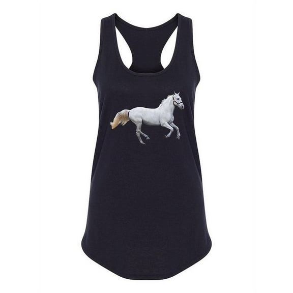 White Horse Galloping Racerback Tank Women -SPIdeals Designs, Female x-Small