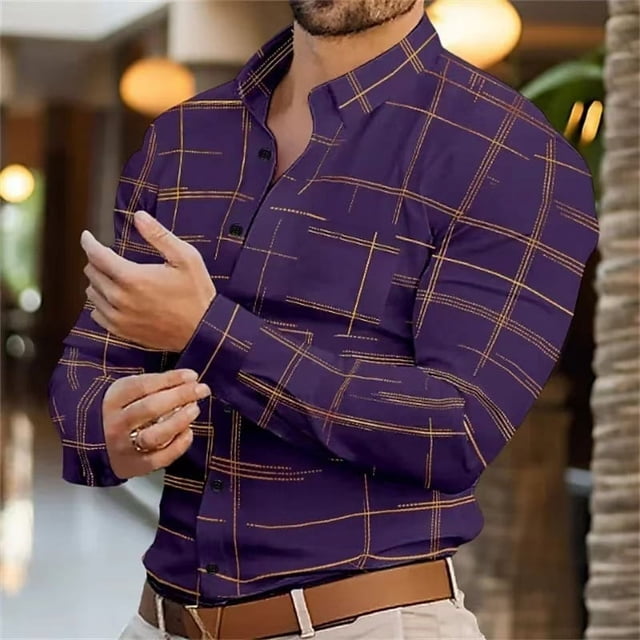 Camisa casual de estilo retro a la moda para hombre con cuello abotonado, suave y cómoda, para hombre, talla grande