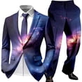 thumbnail image 4 of Cosmic Print Formal Two Piece Business Suit Set with Stylish Jacket and Trousers Boys 2 Piece Formal Suit One Button Casual Blazer Dress Pants Slim Fit Wedding Prom Party Tuxedo, 4 of 9