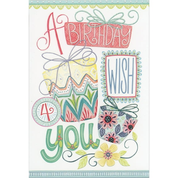 Pictura A Birthday Wish 4 You Sparkling Gifts and Yellow Flower Birthday Card