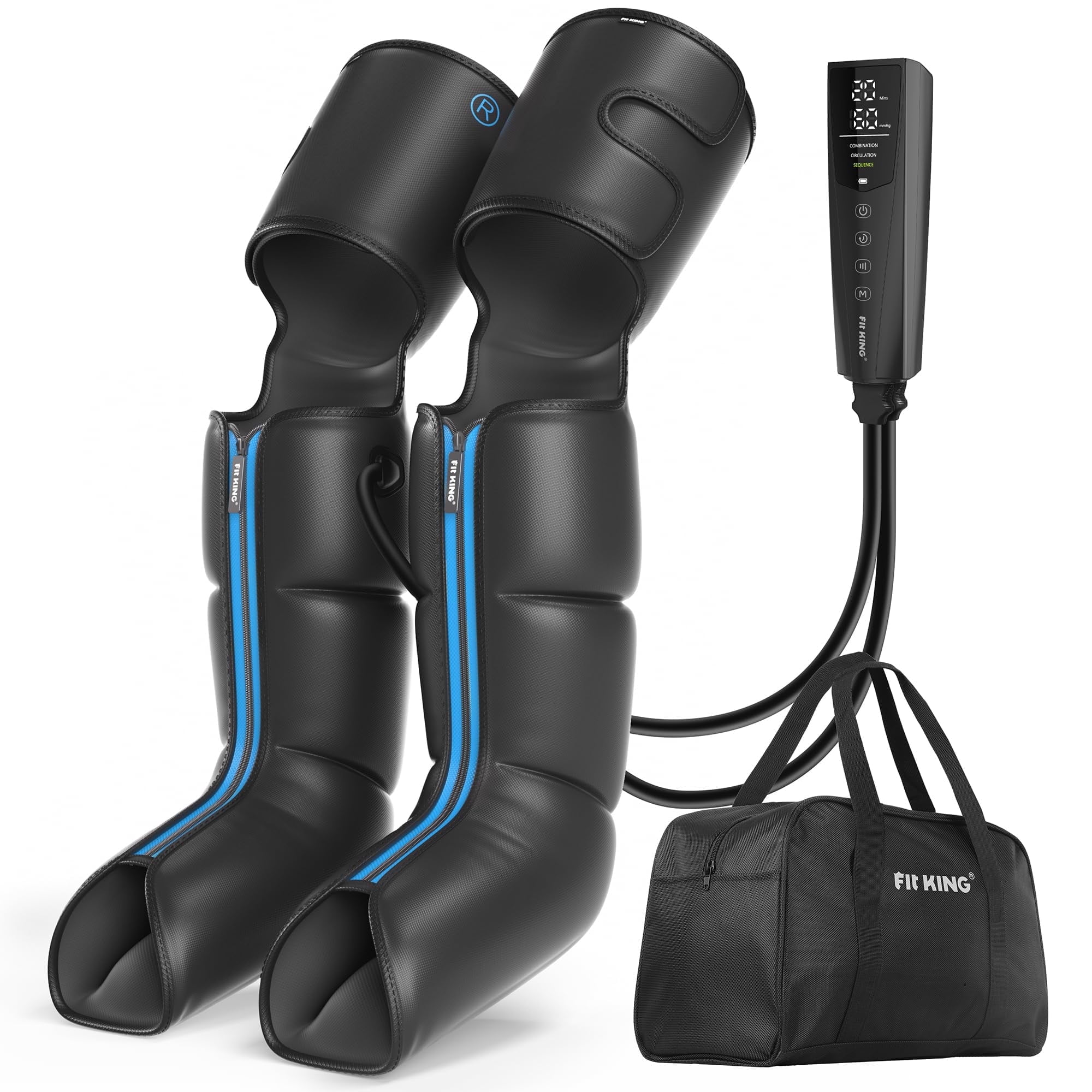 FIT KING Feet and Full legs massager, Rechargeable Cordless Massage Boots, for Circulation and Recovery, 3 Modes&10 Intensities, Ideal Gift for the Elderly&Sedentary People&Athletes