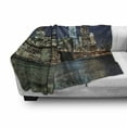 thumbnail image 3 of New York Soft Flannel Fleece Throw Blanket, United States Urban Life Themed Skyscrapers with Brooklyn Bridge Illustration, Cozy Plush for Indoor and Outdoor Use, 60" x 80", Multicolor, by Ambesonne, 3 of 6