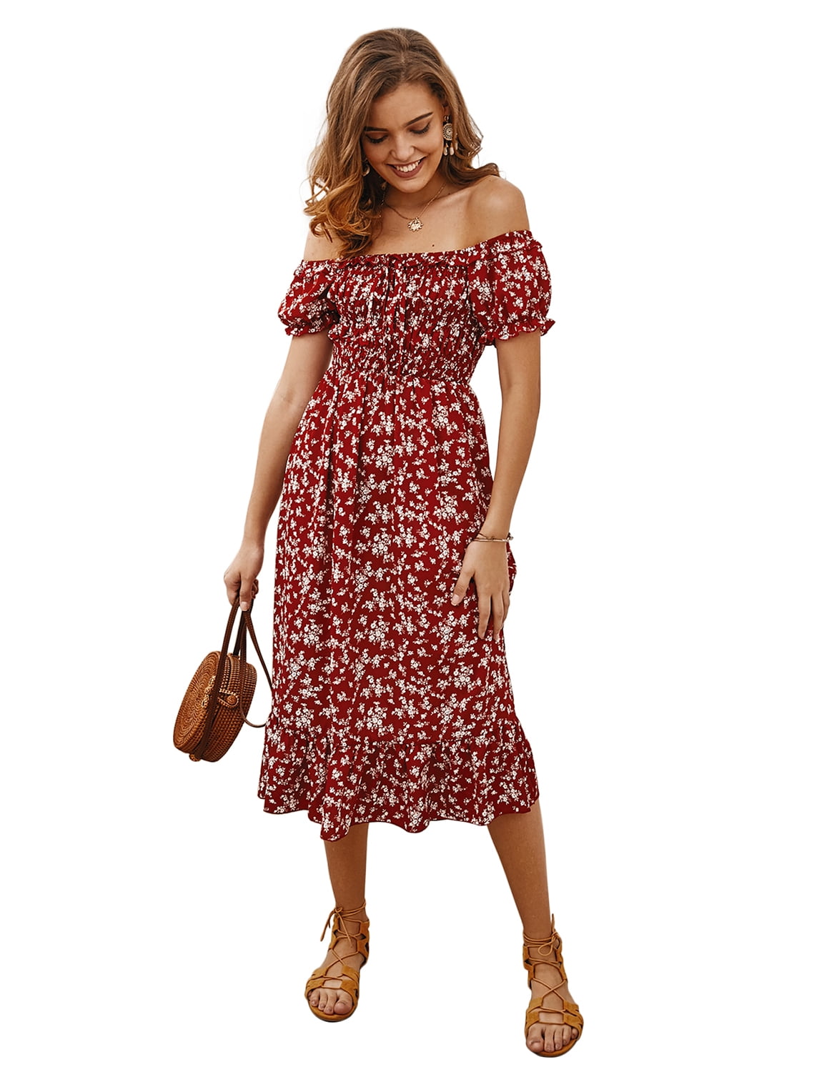 Topshe Women's Sexy One Word Collar Casual Off Shoulder Short Sleeve ...