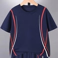 thumbnail image 5 of Tween Boy 11-13T Summer Athletic Outfits Set 2 Piece Short Sleeve Sport T-shirt and Elastic Shorts Casual Clothes Gibobby,11-12 Years,Navy, 5 of 6