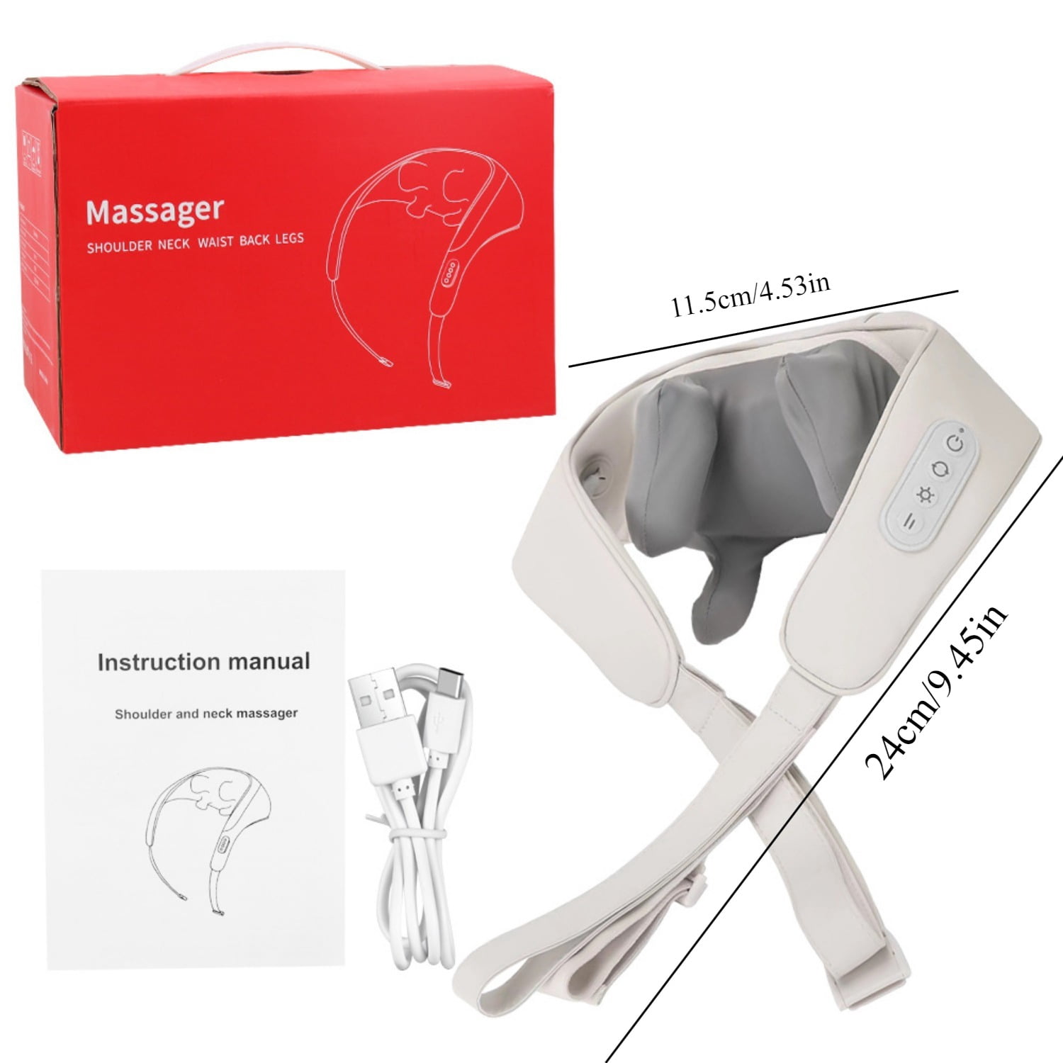 Gintenco  Neck Massager with Heat, back massager for pain relief deep tissue, electric Shiatsu Neck and Shoulder Massager Tools, Muscle Pai Relief, Office, Home & Car, birthday gifts, Beige.