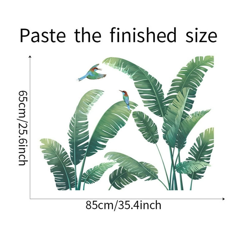 Visland Tropical Wall Stickers Jungle Leaf Wall Posters for Bedroom, Palm  Leaf Wall Decals Vinyl Peel and Stick Green Plants Art Murals for Living