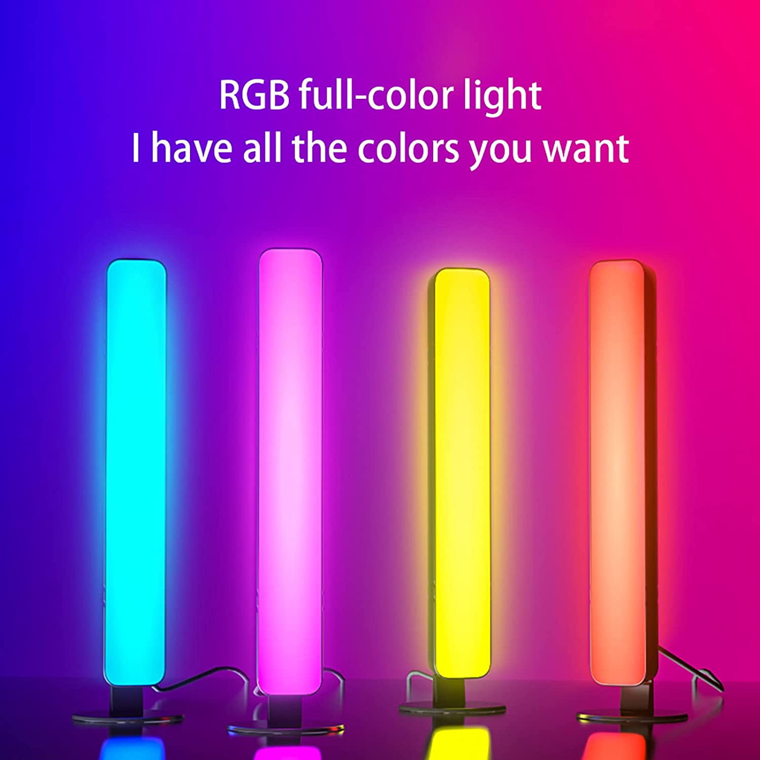 2 Pcs Bedroom RGB Desk Light LED Strip Lights Ambient Lighting Sound Reactive Lamp
