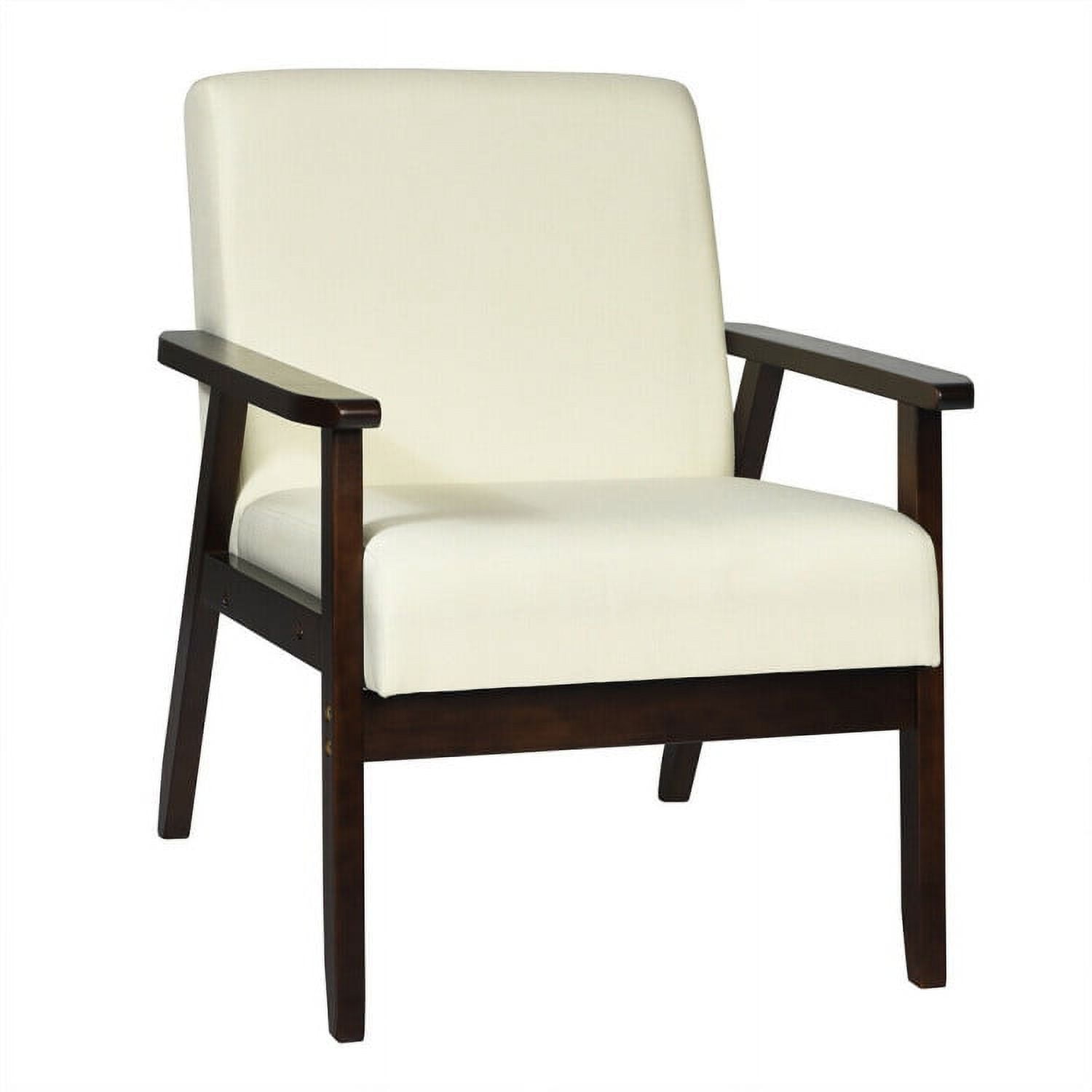 Finihen Mid-Century Modern Accent Chair, Retro Fabric Armchair, Solid Rubber Wood Fabric Accent Armchair, for Living Room, Beige Finihen Mid-Century Modern Accent Chair, Retro Fabric Armchair, Solid Rubber Wood Fabric Accent Armchair, for Living Room, Beige