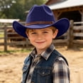 thumbnail image 3 of Oiyii Little Boys Decorative Cow Boy Hats Embossed Band Western Cow Girl Hats, Navy, 3 of 4
