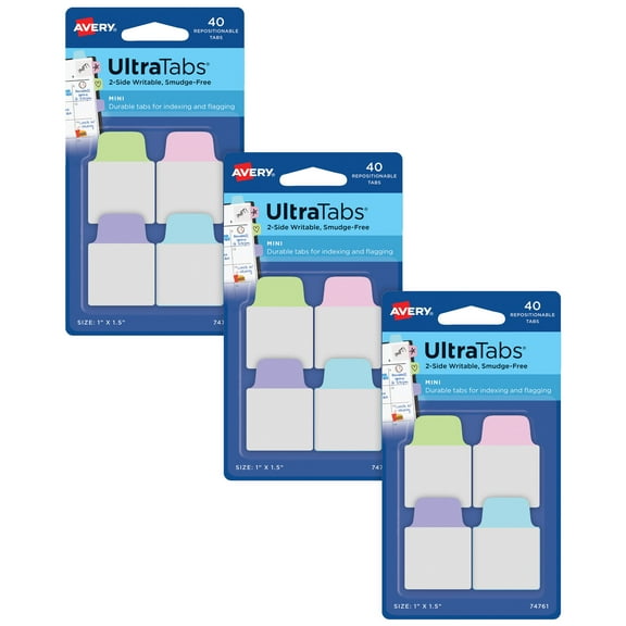 Avery Ultra Tabs, Mini Tabs, Pastels, 120 Total (34778)