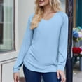 thumbnail image 5 of Tauxra Blouses for Women,Solid Color V-Neck Blouse for Women,Long Sleeve Fall Casual Loose Top,Shirts for Women,Womens Shirts and Blouses, 5 of 6