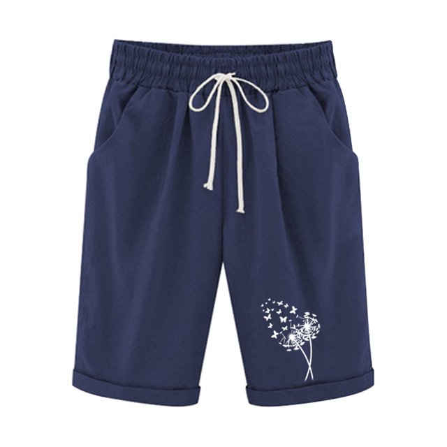 Birdeem Top and Shorts Sets for Women Womens Elastic Waist Blowball Printing Drawstring Shorts