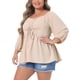 thumbnail image 4 of Blusa Peplum con Escote Corazón y Mangas 3/4 Talla Grande Color Durazno Claro 4X, 4 of 6