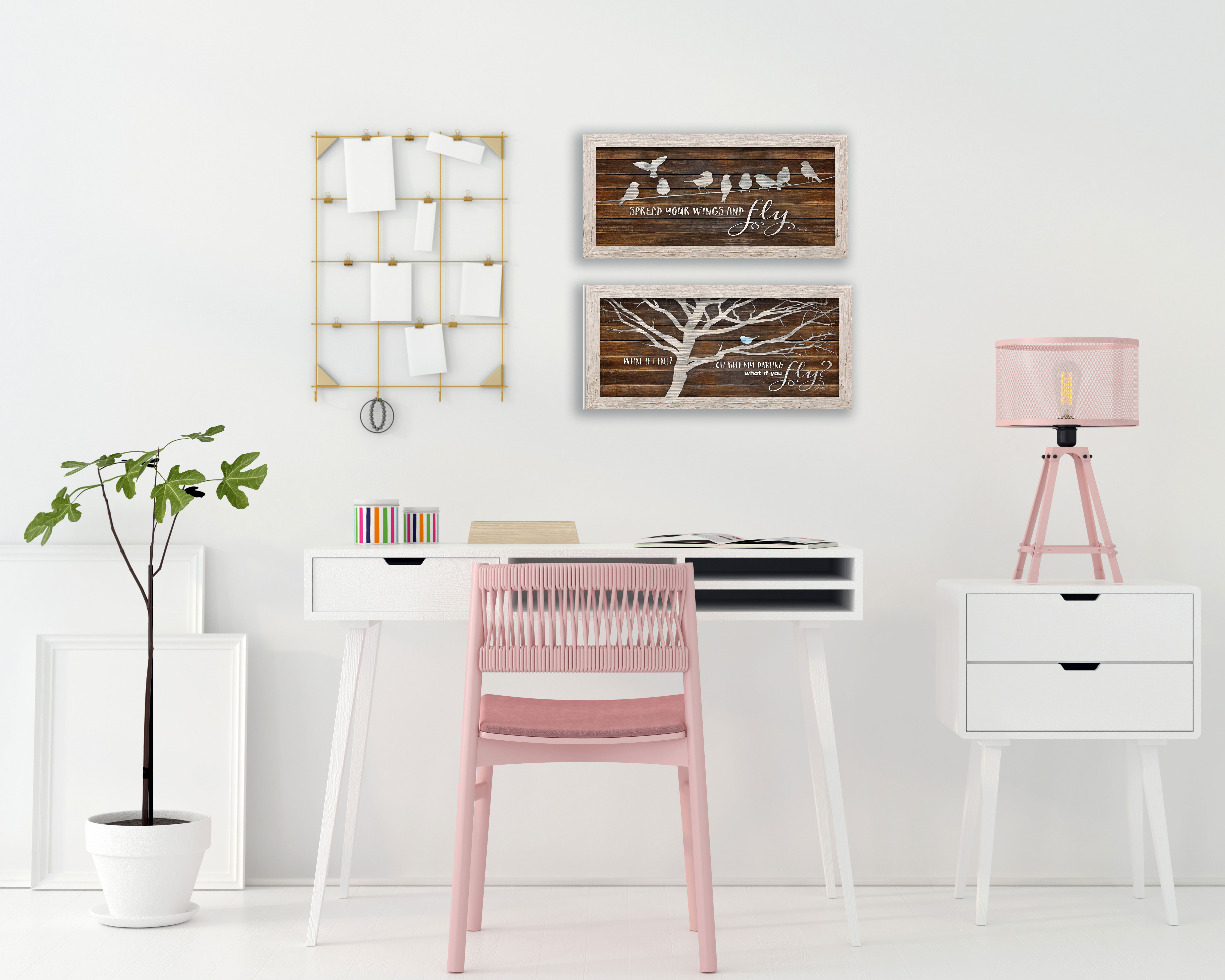 Gango Home Decor Contemporary Bird Inspirational Quote Wall Art Two Brown 8x18in Art Prints In Brown Frames Walmart Com Walmart Com