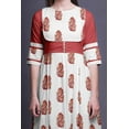 thumbnail image 5 of Bimba Orange Swirl & Floral Block Indian Kurtas For Women Long Anarkali Kurta Chic Style Tunic Ethnic Kurti-XSmall, 5 of 6