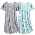 thumbnail image 3 of Avidlove 2 Pack Women Nightgown Sleepwear Flare Short Sleeve Sleepshirts Veck Sleepdress Causal Pajama Dress S-XXL, 3 of 8