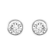 Clear Crystal Solitaire Studs Pierced Earrings Rhodium #5101338