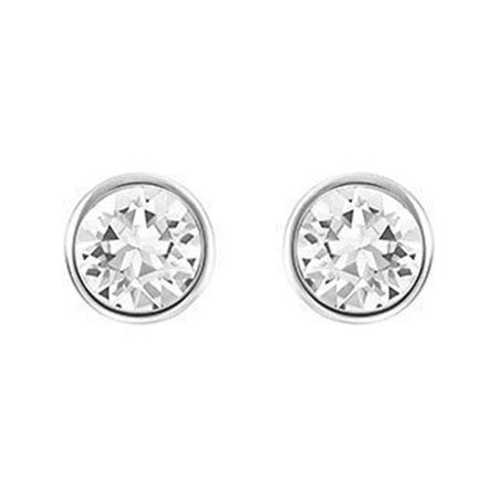 Clear Crystal Solitaire Studs Pierced Earrings Rhodium #5101338
