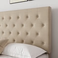 thumbnail image 3 of Einfach King Linen Fabric Platform Bed Frame with Diamond Button-tufted Headboard, Beige, 3 of 8