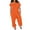 Orange, variant on QATAINLAV Linen Jumpsuits for Women Loose Fit Off Shoulder Rompers Casual Short Sleeve Wide Leg Overalls Plus Size Solid Color Jumpers One Piece Pants, Red, S