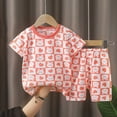thumbnail image 2 of TOWED22 Toddler Baby Boy Summer Clothes 2 Pieces Cartoon Whale Print Short Sleeve Shirt Top Elastic Waist Shorts Outfits(Pink,12-18 M), 2 of 4
