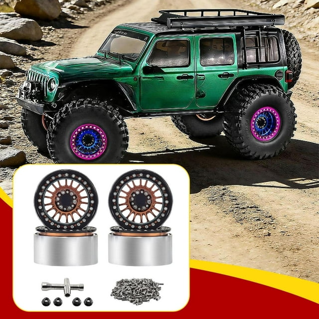 BELOVING 4 Pcs Jantes de Roue de Crawler RC 1/10 Pcs de Rechange Alliage d'Aluminium pour SCX10 H8H Bronze