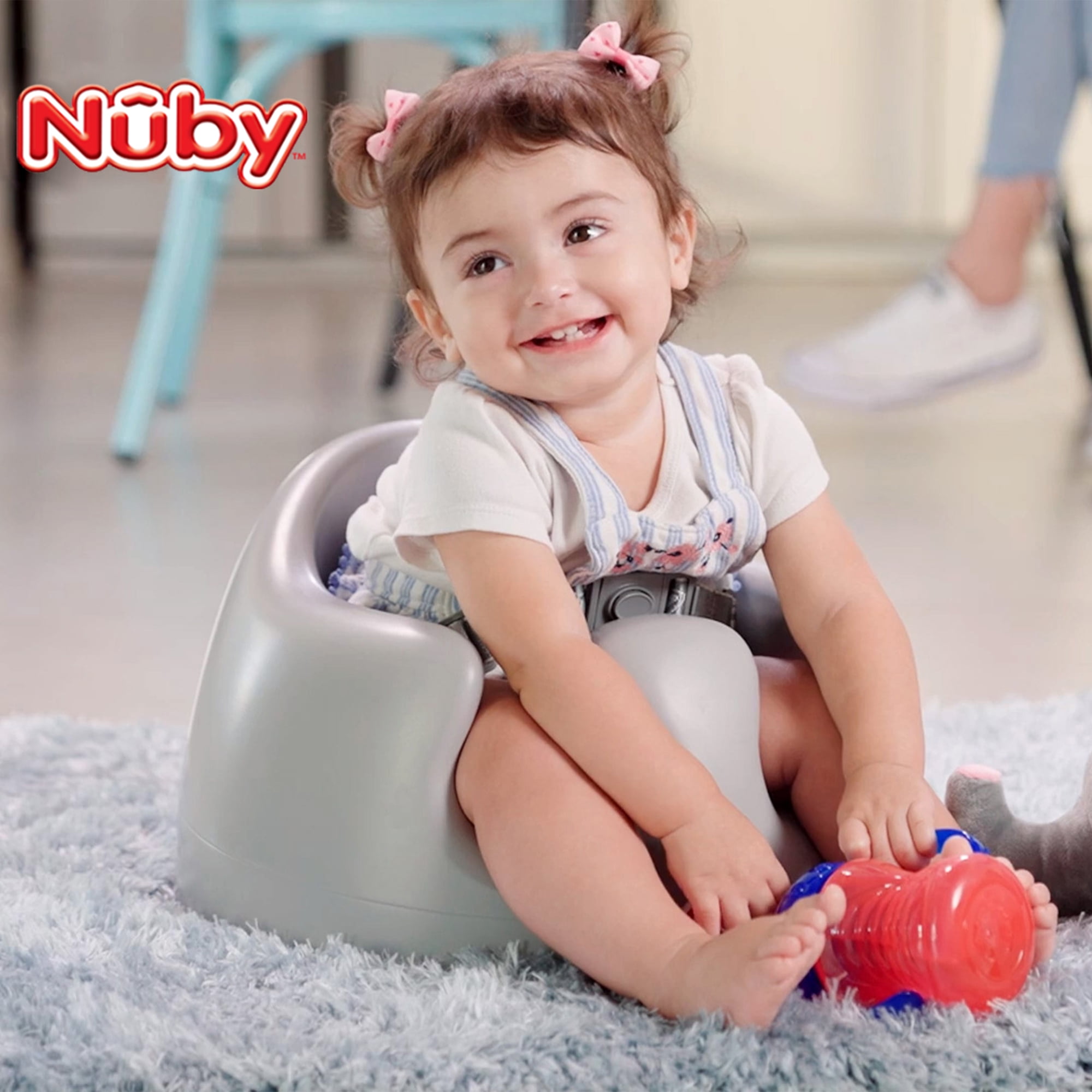 Nuby My Baby Seat, Foam Booster Seat with 3-Point Harness, Gray