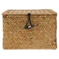 thumbnail image 1 of KAKOWELY Straw Box Straw Plaited Box Square Literary Tea Box Storage Holder With Cover for Home Store (Orange Large Size)6.69"X6.69"X3.94", 1 of 4