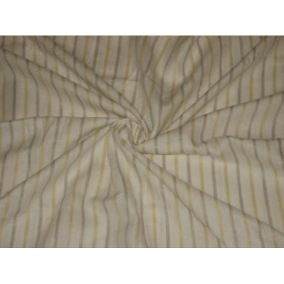 100% Chambray Linen Yellow ,Beige  White horizontal stripe Fabric 58" wide[986]