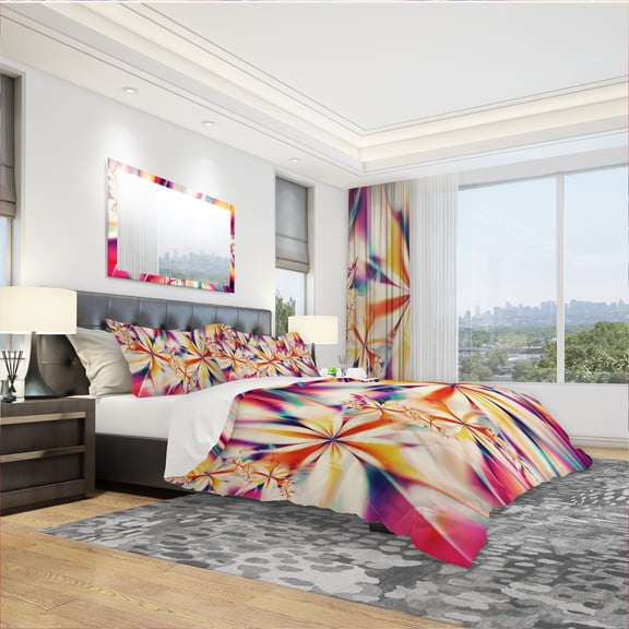 Designart 'Crystalize Pink Floral' Modern & Contemporary Duvet Cover Set