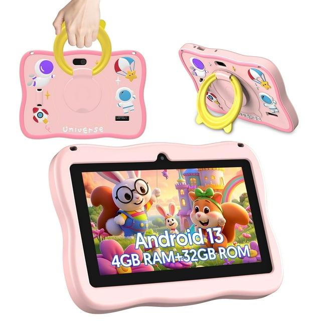 Tableta para Niños, Tableta Android 13 de 7 Pulgadas, CPU de Cuatro Núcleos, 4GB(2G+2G)RAM+32GB ROM, 1024 x 600 IPS, WiFi, Bluetooth, Azul