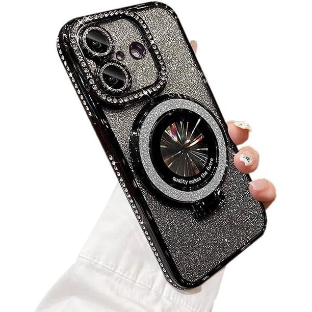 Funda para teléfono con purpurina brillante compatible con iPhone 17, protector de lente de cámara con soporte, cubierta suave con diamantes de imitación brillantes