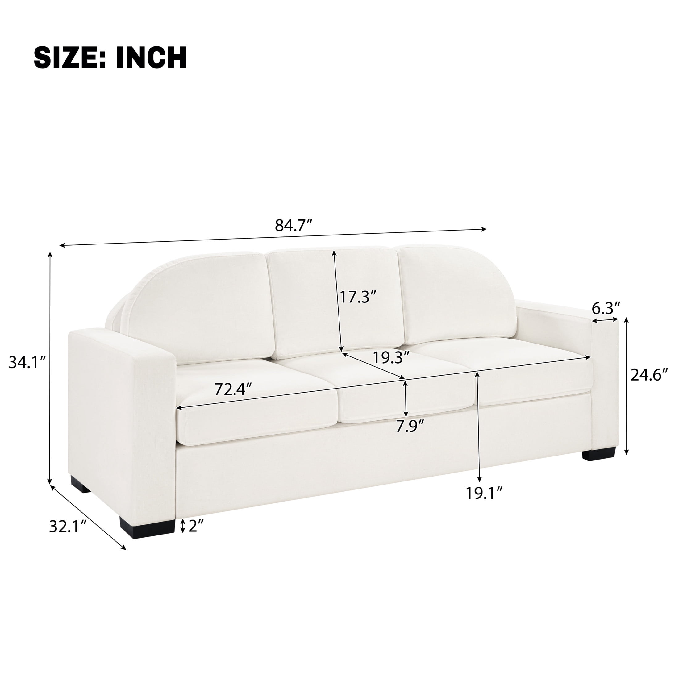 Christopher Knight Home 84.7" Modern Chenille Sofa Couch with Curved Backrest, 3 Seats, Beige