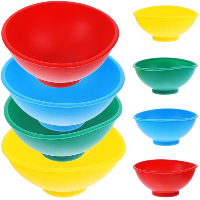 FUTUREORYY 8pcs Silicone Bowls Mini Rice And Seasoning Bowls For Drop Resistant Easy To Clean Yellow Green Blue Each