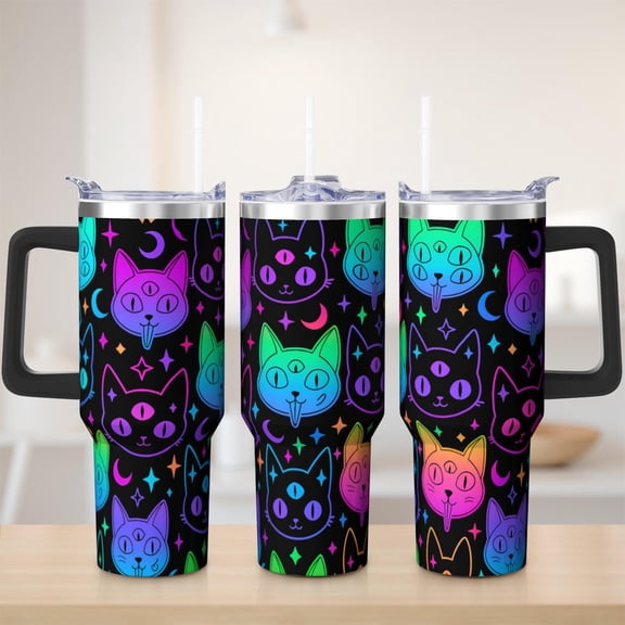 Cute Halloween tumbler 40 oz tumbler with handle and straw 304 stainless steel travel cup coffee mug water bottle suitable as a gifts for women Halloween gift men gift