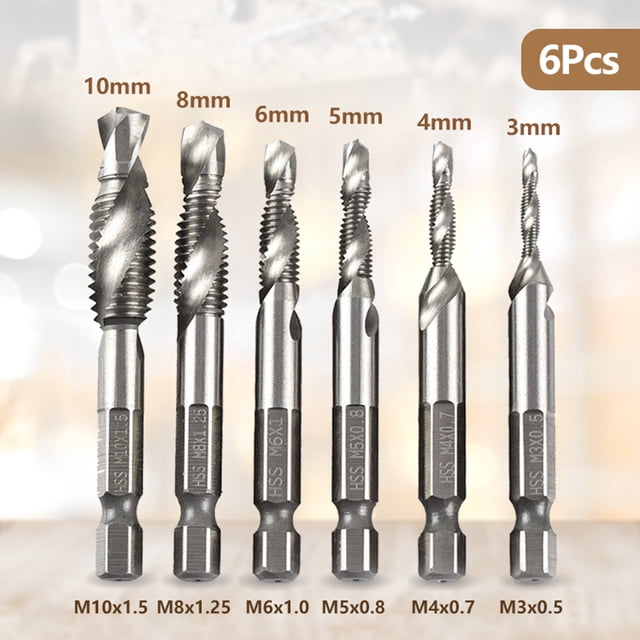 Juego de brocas para taladro combinadas 6 piezas Brocas para taladro métricas Leyfeng Tornillo