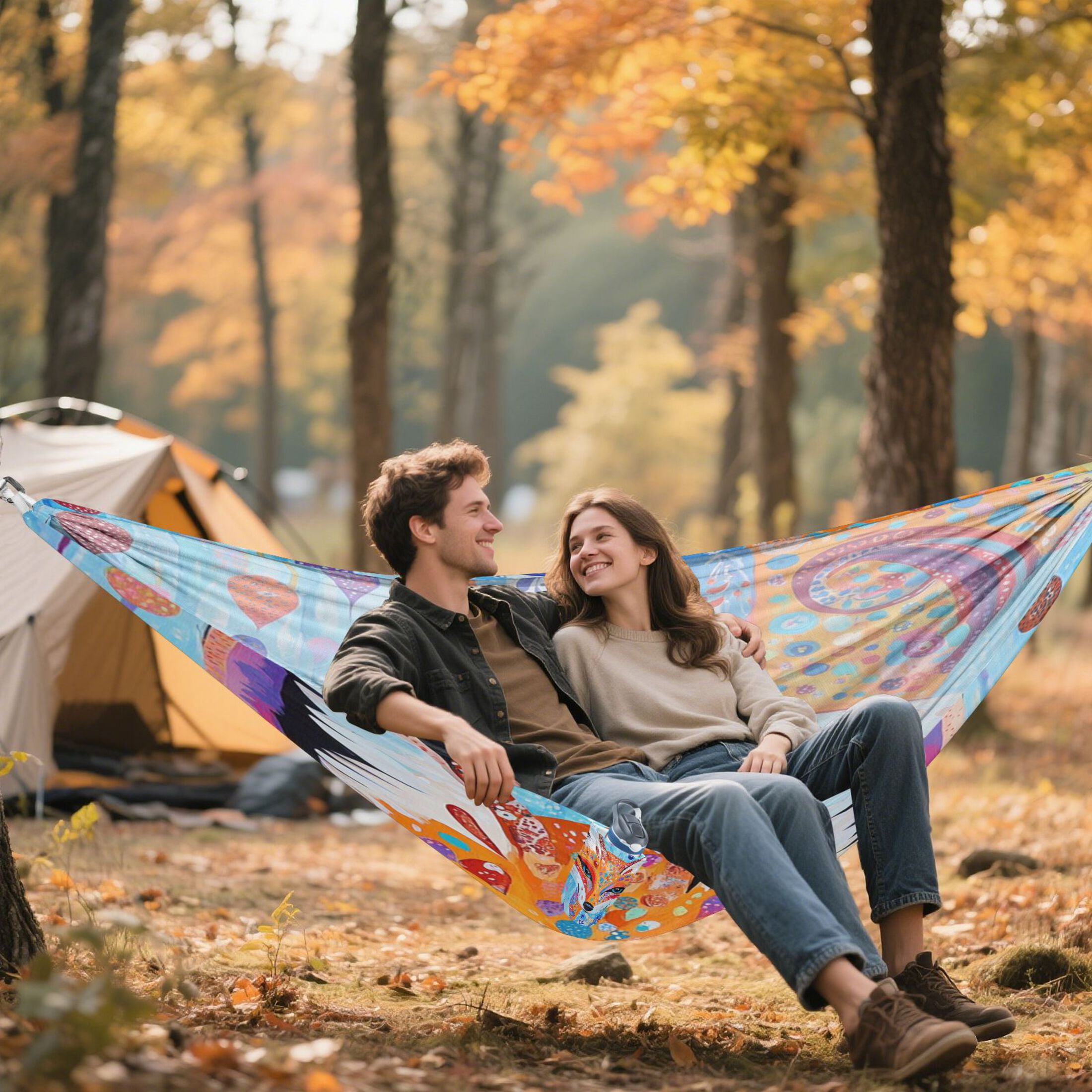 Hammock Camping Hammock Nylon Portable Hammock Travel Camping Hammock Colorful Raindrop Fox
