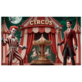 thumbnail image 1 of Bannière de Cirque à Thème Coloré Design Clown Éléments Décoratifs Rideaux Rouges Décoration de Fête Carnaval pour Enfants Fête Décoration Intérieure Célébration d'Anniversaire, 1 of 5