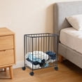 thumbnail image 5 of Rolling Laundry Basket Cart, Black Metal Freestanding Hamper, Large Rectangular Storage Cart for Bathroom Laundry Room, 5 of 14