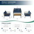 thumbnail image 6 of UDPATIO Aluminum Patio Furniture Set, Modern Metal Outdoor Patio Furniture, 5 Pcs Patio Conversation Sets with Wood Top Armrest & Table for Poolside, Deck, Black&blue (Included Waterproof Covers), 6 of 7